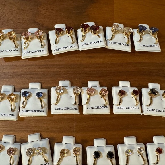 Elegant Gold and Silver Cubic Zirconia Clip On Earrings Set - 31 pairs - Picture 2 of 3